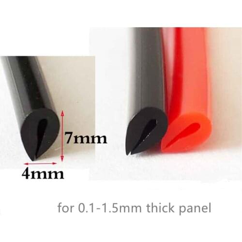 Resin U Sealing Strip 7x4x7mm 0.1-1.5mm thick Glass Metal Car Wood Panel Board Flat Edge Encloser Shield Red Black