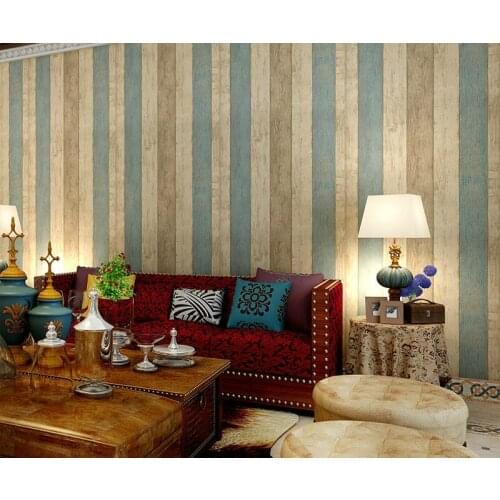 Environmental self-adhesive non-woven fabric wallpaper with glue bedroom Mediterranean blue wood glass self-adhesive wallpaper
