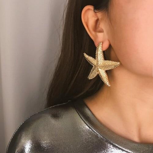 Abayabay Starfish Ear Stud Earring Women Cute Drop Earrings Girls Yellow Gold Color Lovers Trendy Jewelry Kolczyki Pendientes