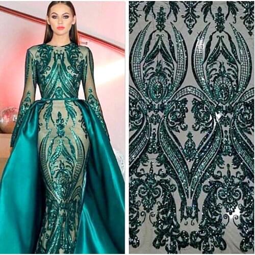 Symmetrical retro embroidered sequin lace fabric accessories European and American womens evening dress wedding lace fabric