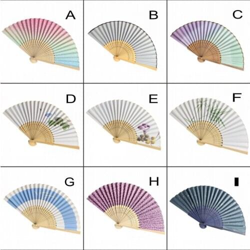 12 PCS Good Quality Japanese Style Bamboo Frame Paper Folding Fan Hand Held Home Decorations and Souvenirs Holiday Gift