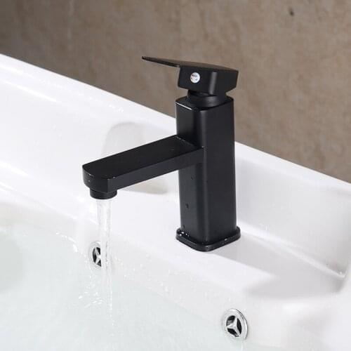 Black Basin Faucets Kitchen Faucet Luxury Single Hole Bathroom Sink Tap Brass Mixer Hot Cold Water Faucets with Plumbing Hoses