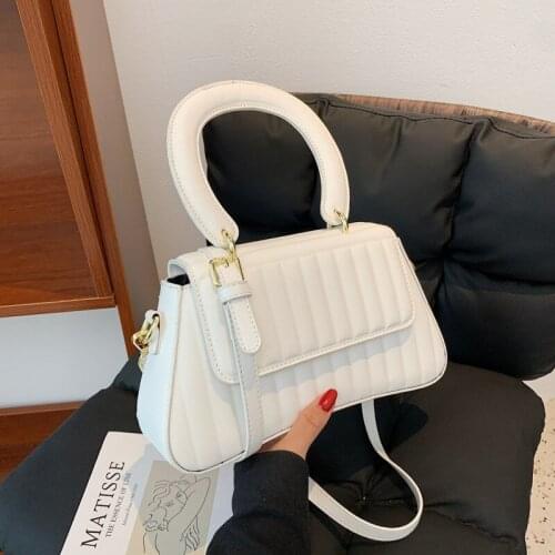 Handbag Female Pure Color Retro Exquisite Striped Embossed Messenger Bag Striped Small Square Bags for Women Shoulder Bag bolsa