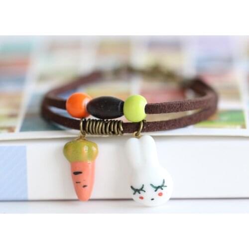 Traditional Boondoggle Hand Woven Rope Colored Glaze Ceramic Womens Fashion Small Jewelry Bracelets Free Shipping #1298