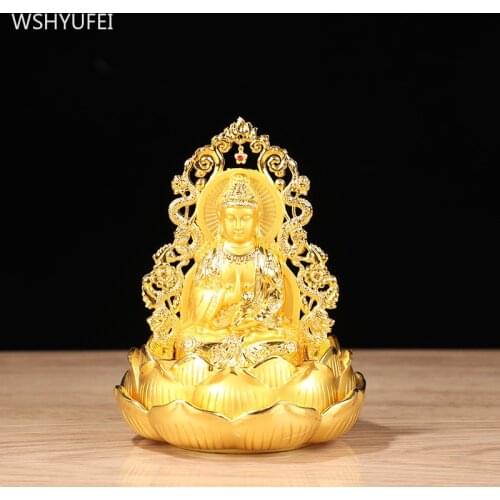Chinese Zinc Alloy Guanyin Statue Car Decoration Study Bogu Frame Feng Shui Ornaments Buddha Hall Accessories Home Decor Crafts
