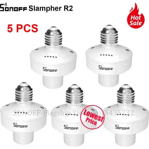 1/5PCS Itead SONOFF Slampher R2 E27 WiFi Bulb Holder Light Switch Smart Lamp Holder Works With Sonoff RM433 Alexa Google Home