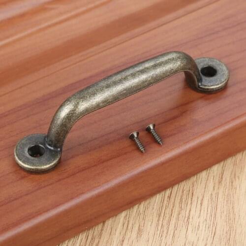 1PC Antique Zinc Alloy Drawer Handle Vintage Wooden Bo Cabinet Storage Box Handle 90x17MM Retro Furniture Hardware Bronze Tone