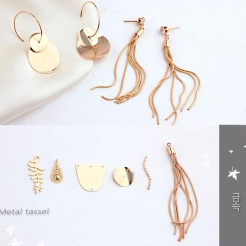 10pcs Fashion Korea Alloy Irregular Geometric Leaves Tassel Earrings For Women Material Bracelet Pendant Diy Jewelry Accessories