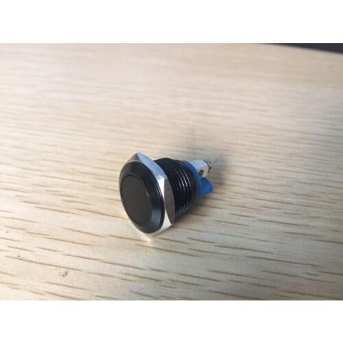 16mm metal pushbutton switch aluminum black flat round screw terminal