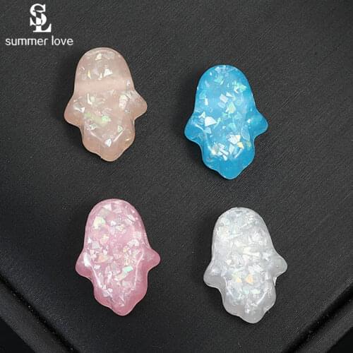 20PCS/Lot Hamsa Hand Beads Charm for Bracelet Necklace Making Blue Resin Fatima Charms Connectors Diy Jewelry Findings Accessory