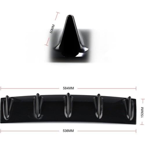 3/5 Fin Shark Style Rear Bumper 3D Shark Stickers ABS Plastic Universal Black Rear Bumper Lip Chassis Diffuser Spoiler