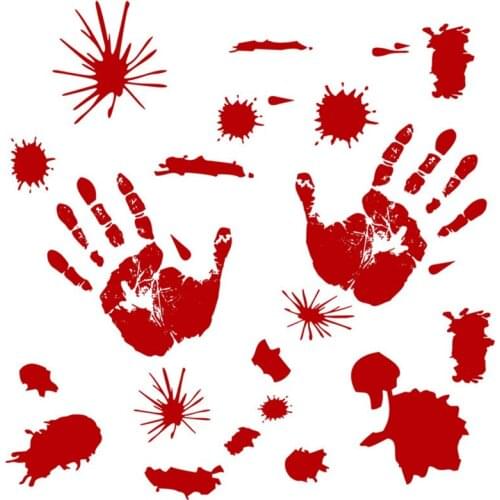 3D Waterproof Halloween Wall Stickers Bloody Fingerprint Handprint Decals Sticker For Window Floor Door Halloween Decoration