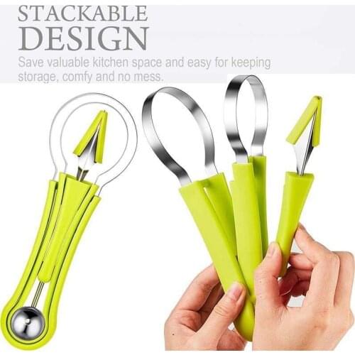 4 in 1 Stainless Steel Fruit Carved Platter DIY Tools Watermelon Slicer for Ice Cream Vegetable Cantaloupe Melon Shape Tool
