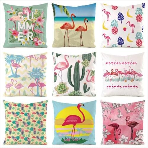 45cm*45cm **Beautiful Flamingo** Inimitated Silk Fabric Throw Pillow Covers Couch Cushion Cover Home Decorative Pillows
