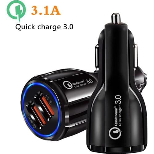Quick Charge 3.0 Car Charger Dual USB Ports Car Cigarette Lighter for Samsung Xiaomi iPhone Phone 3.1A Output Auto Car Chargers