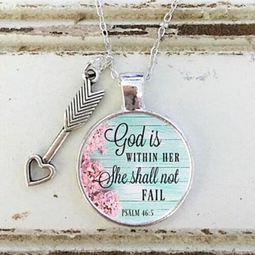 GOD is Within HER NECKLACE,Charm Pendant,gift for Her,Faithful Charm necklace,God is within her She Shall not fail,Psalms Charm