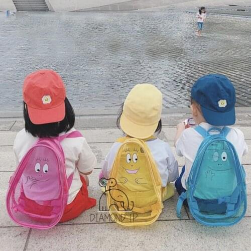 INS Cute Cartoon Transparent Baby PVC Backpacks Kindergarten Jelly Schoolbag Beach Swimming Bag Kids Children Girls Boys