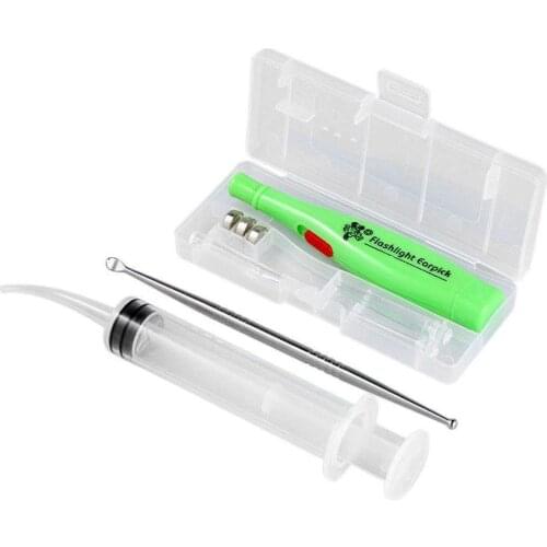 Ear Clean Tools LED Light Ear Wax Remover Stainless Steel Earpick With 3 Tips Irrigator Syringe Clean Care Tool