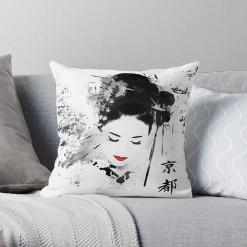 Kyoto Geisha Throw Pillow Cushion Cover Polyester throw pillows case on sofa home living room car seat decor 45x45cm