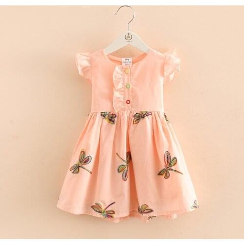 Summer New Baby Girls Dresses Korean Style Casual Fly Sleeve Vest Dress for Girl Kids Butterfly Cotton Cute Dress Baby Clothes