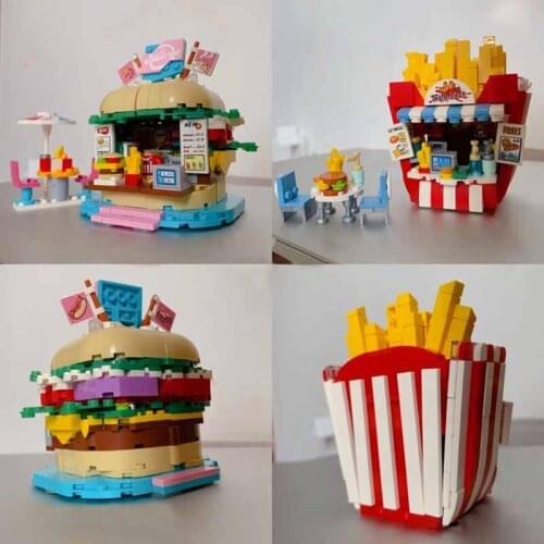 Loz Street View Series Drinks Burger Shop Icecream French Fries Shop Mini Building Blocks Bricks Set Toy For Kid Birthday Gifts