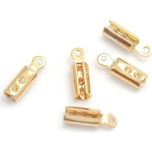 5pcs Copper Genuine Gold Plated with 0.5mm Hole 3x10mm Metal Clip Buckle Bracelet Clasp Connector For Jewelry Making Accessories