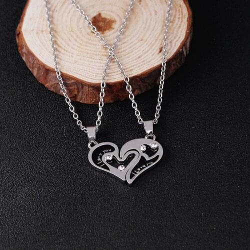 Fashion drops necklace best friends I love you Two hearts couple girlfriends pendant forever Valentines Day Mothers Day gifts