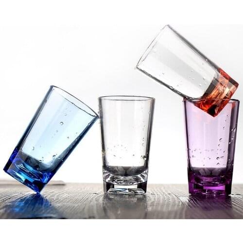 Set of 12 Plastic Cup Break Resistant Tumbler Acrylic 140Ml Beer Liquor Drink Glass Tumblers for Home Party (4 Colors)