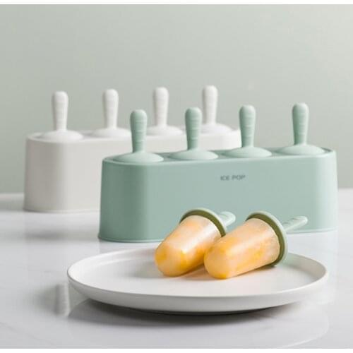 Ice Cream Mold Popsicle DIY Tool Silicone 4-Hole Ice Mold Children Dessert Ice Cream Mold Kitchen Tools Cube Maker