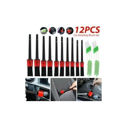 12pcs/set Car Detailing Brush Set Car Cleaning Brushes Power Scrubber Drill Brush For Car Leather Air Vents Rim Cleaning