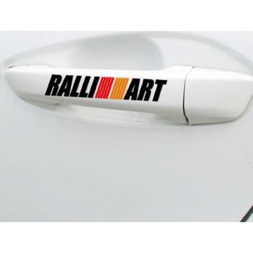 4pcs RALLI ART Car Door Handle Sticker Decal Auto Sports Ralliart For mitsubishi lancer asx outlander pajero galant accessories