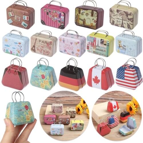 New Metal Miniature Toys Trunk Dollhouse Decoration Mini Suitcase for Dolls Small Clutch Jewellery Box Doll Handbag Accessories