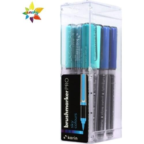 Original Poland KarinMarkers Brushmarker PRO|12 Sky Colours Set Flexible soft pen in block letters Professional Art supplies