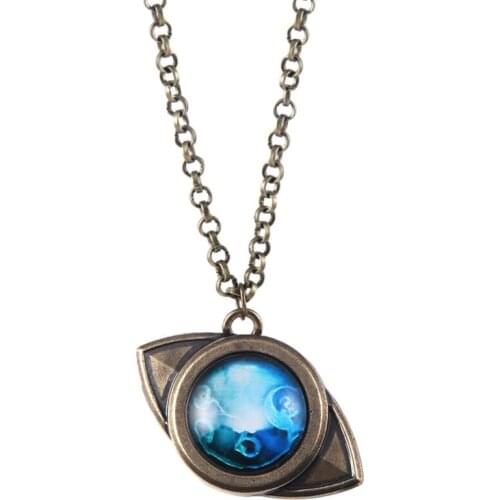 Anime The Promised Neverland Necklace Mujika Emma Amulet Blue Eye-shaped Pendant Necklace For Women Men Cosplay Jewelry Gift