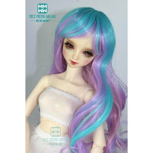 Doll wigs for 1/3 1/4 1/6 BJD/SD Doll hair Rainbow big wavy curly hair 001