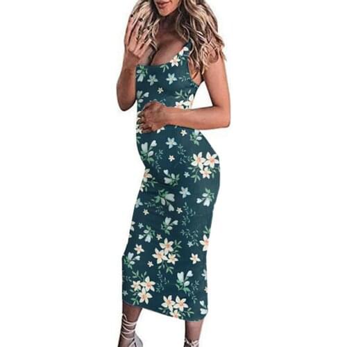 Maternity Dresses Floral Printed Pregnant Womens Summer Fashion Print Sleeveless Vest Maternity Dress Платья Для Женщин
