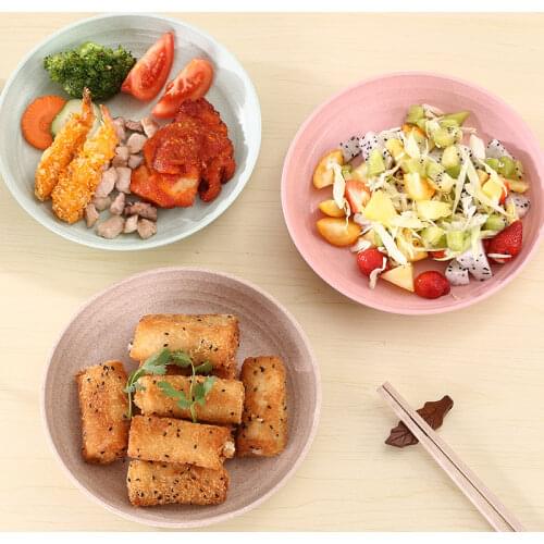 Degrees Celsius Wheat Straw Tableware Dinner Plate Plastic Circular Dumplings Dish Kitchen Tools Fruit Snacks Dish Tableware