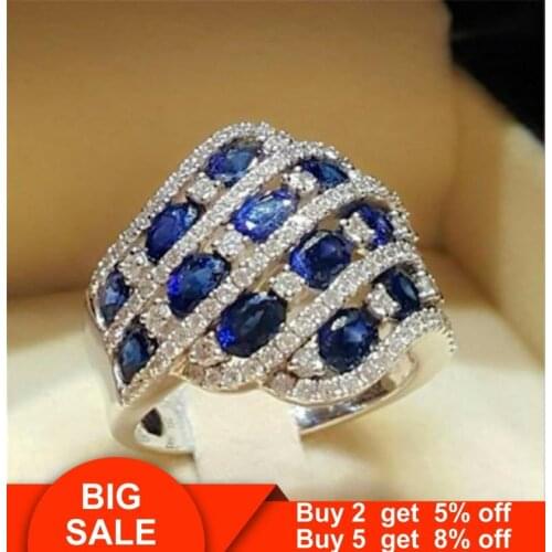 Luxury Female ring 925 Sterling silver Sapphire Ruby Diamond Engagement Wedding Band Rings for women men Finger Party Jewelry