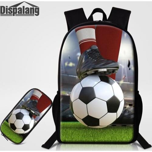 Dispalang Mens Backpacks Footballs School Bags For Teenagers Boys 2 PCS/Set Back Pack Pencil Case For Primary Soccerly Rucksack