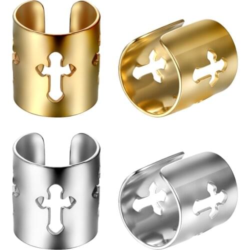 Boniskiss Stainless Steel Ear Cuff With Cross Ear Clip Non-Piercing Clip On Earrings