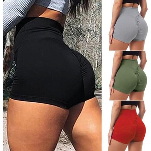 KIWI RATA Ruched Butt Shorts High Waist Yoga Shorts Sexy Butt Lifting Sports Gym Workout Running Shorts for Women Hot Pants