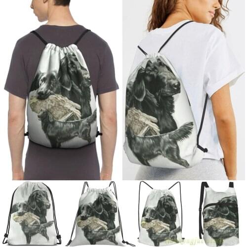 Flat-Coated Retriever Medley Men Outdoor Travel Gym Bag Waterproof Drawstring Backpack Women Fitness Swimming Bag