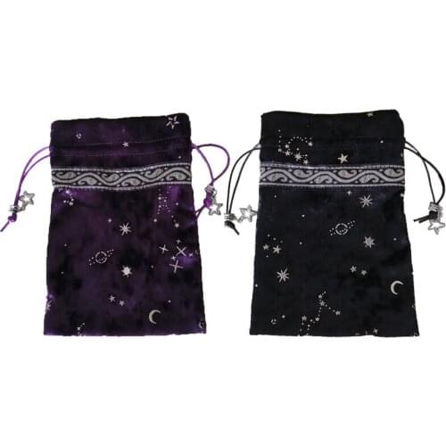 Witch Constellation Energy Crystal Storage Bag Board Game Tarot Oracle Cards Bag Plush Jewelry Drawstring Package