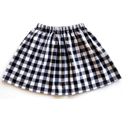 Black Lattice Checked Pattern Children grid Print Tutu Skirt Girls Summer Kids Clothes Toddler Baby Girl Cotton Princess Skirts