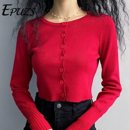 Women Spring black white cardigan Women crop sweater Sexy long sleeve button cardigan Korean cropped cardigan Streetwear female