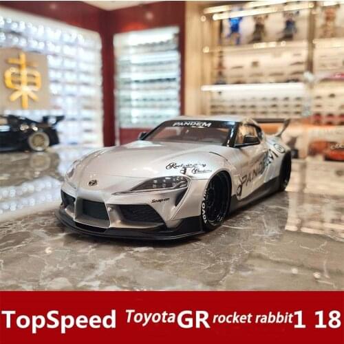 1：18 Toyota GR Supra Pandem V1.0 Silver LHD/ RHD Diecast Model Car Limited edition of rocket rabbit decorative arts and crafts