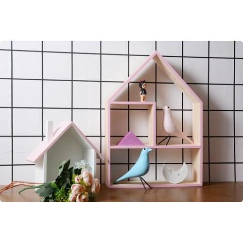 1PC Wooden Hanging Decorative Storage Box Storage Case Wooden Holder Box Wall House Pattern Storage Racks Holder MA 027