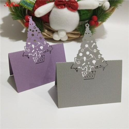 10/50/100Pcs/pack Laser Cut Hollow Xmas Tree Shape Mark Place Cards Wedding Seat Cards Wedding Party Decorations 5zSH219