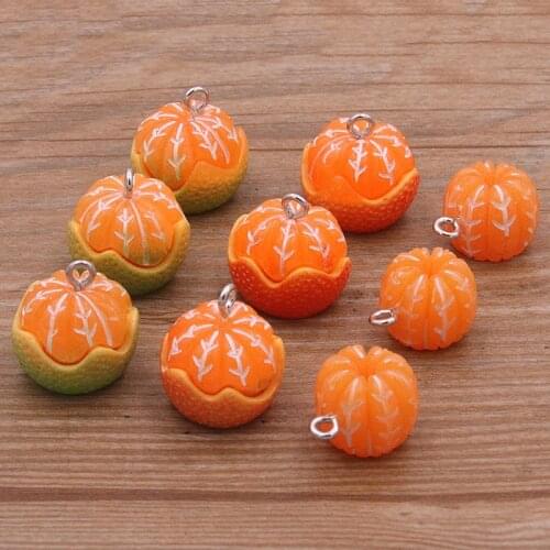 10Pcs 2 Styles Fruit Orange Resin Earring Charms Diy Findings Kawaii 3D Phone Keychain Bracelets Pendant For Jewelry Making