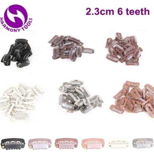 1000 Pieces 2.3cm 6 teeth Stainless steel clips for hair extensions- (Black, D Brown, M Brown, L Brown, Blonde, Silver)